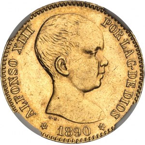 Alfonso XIII (1886-1931). 20 peset, dětská busta 1890 (18-90) PM, M, Madrid.