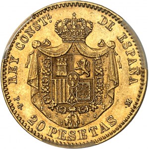 Alfonso XIII (1886-1931). 20 peset, mladistvá busta 1892 (18-92) PG, M, Madrid.