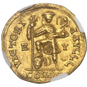 Wisigoths, séries pseudo-impériales. Solidus au nom de Valentinien III ND (IIIe quart du Ve siècle), Gaule.