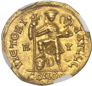Wisigoths, séries pseudo-impériales. Solidus au nom de Valentinien III ND (IIIe quart du Ve siècle), Gaule.