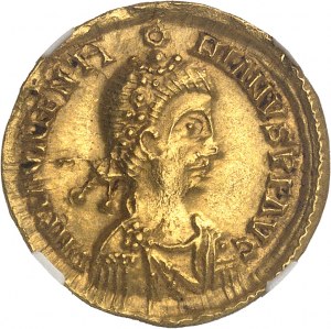 Visigoti, serie pseudo-imperiale. Solidus a nome di Valentiniano III ND (3° quarto del V secolo), Gallia.