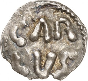 Karol Veľký (768-814). Denár ND (768-771), Chartres.