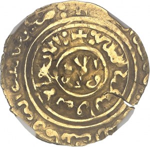 Ludwik IX, znany jako Święty Ludwik (1245-1270), złoty dinar wybity w Palestynie w 1251 r. w Saint Jean d'Acre.