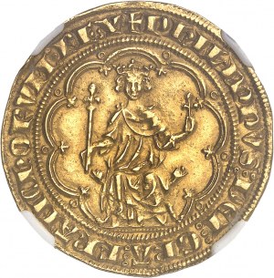 Filip IV, znany jako Filip Sprawiedliwy (1285-1314). Denier d'or à la masse lub masse d'or, 1. wydanie ND (1296-1310).