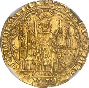 Philipp VI (1328-1350). Goldschild mit Stuhl, 1. Ausgabe ND (1337).