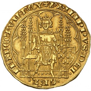 Filip VI (1328-1350). Złota tarcza z krzesłem, 1. emisja ND (1337).