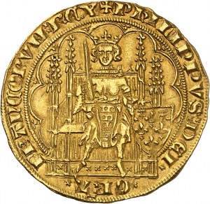 Filip VI (1328-1350). Zlatý štít s křeslem, 1. vydání ND (1337).