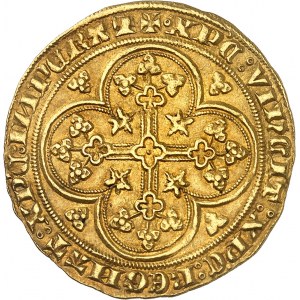 Philipp VI (1328-1350). Goldschild mit Stuhl, 1. Ausgabe ND (1337).