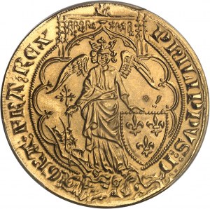 Filip VI (1328-1350). Moderná razba Zlatého anjela Filipa VI. [1640] (cca 1972), Monnaie de Paris pre NI (Numismatique Internationale).