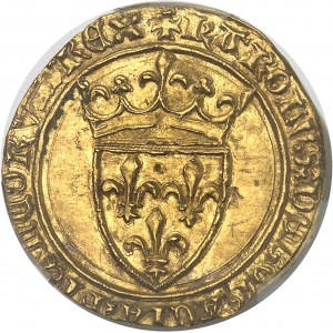 Charles VI (1380-1422). Gold shield with crown, 2nd issue ND (1388-1389)