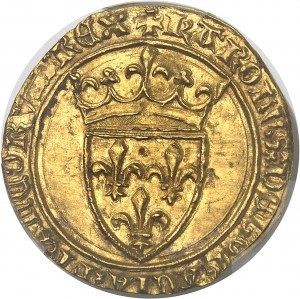 Charles VI (1380-1422). Gold shield with crown, 2nd issue ND (1388-1389).