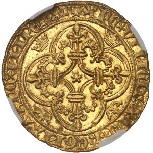 Carlo VI (1380-1422). Scudo d'oro con corona, terza emissione ND (1389-1394), Poitiers.