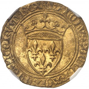 Karl VI. (1380-1422). Goldschild mit Krone, 3. Ausgabe ND (1389-1394), Villeneuve-lès-Avignon.