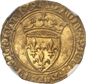 Charles VI (1380-1422). Gold shield with crown, 3rd ND issue (1389-1394), Villeneuve-lès-Avignon.