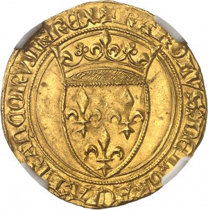 Karel VI (1380-1422). Zlatý štít s korunou, 3. emise ND (1389-1394), Villeneuve-lès-Avignon.