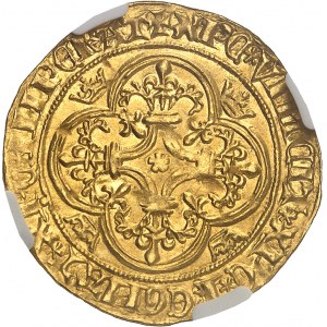 Charles VI (1380-1422). Gold shield with crown, 3rd ND issue (1389-1394), Villeneuve-lès-Avignon.