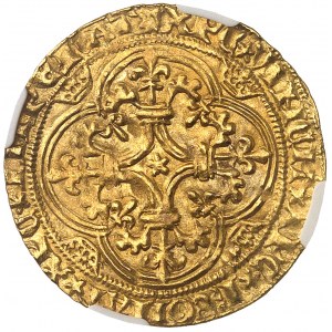 Carlo VI (1380-1422). Scudo d'oro con corona, quarta emissione ND (1394-1411), Montpellier.