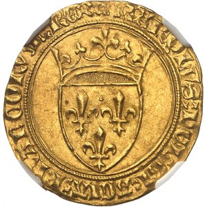 Karl VI. (1380-1422). Goldschild mit Krone, 4. Ausgabe ND (1394-1411), Montpellier.