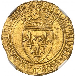 Karol VI (1380-1422). Złota tarcza z koroną, 4. emisja ND (1394-1411), Poitiers.