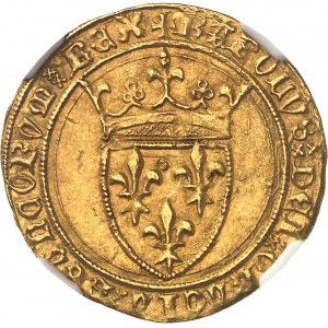 Carlo VI (1380-1422). Scudo d'oro con corona, quarta emissione ND (1394-1411), Saint-Lô.