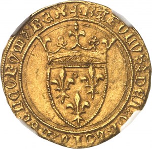 Karl VI. (1380-1422). Goldschild mit Krone, 4. Ausgabe ND (1394-1411), Saint-Lô.
