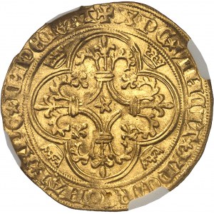Karol VI (1380-1422). Złota tarcza z koroną, 4. emisja ND (1394-1411), Saint-Quentin.