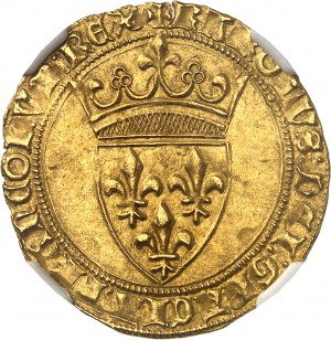 Karol VI (1380-1422). Zlatý štít s korunou, 4. emisia ND (1394-1411), Toulouse.