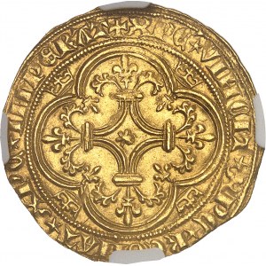 Karol VI (1380-1422). Zlatý štít s korunou, 4. emisia ND (1394-1411), Tournai.