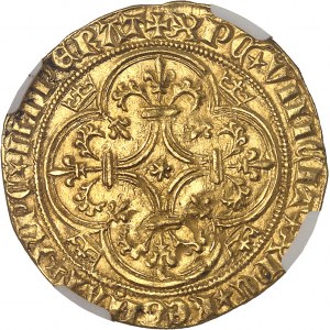 Karel VI (1380-1422). Zlatý štít s korunou, 4. emise ND (1394-1411), Tournai.