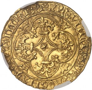 Charles VI (1380-1422). Gold shield with crown, 5th ND issue (1411-1418), La Rochelle.