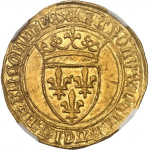 Karl VI. (1380-1422). Goldschild mit Krone, 5. Ausgabe ND (1411-1418), Saint-Lô.