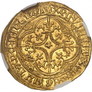 Charles VI (1380-1422). Gold shield with crown, 5th issue ND (1411-1418), Saint-Lô.