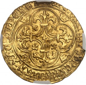 Karel VI (1380-1422). Zlatý štít s korunou, 5. emise ND (1411-1418), Toulouse.