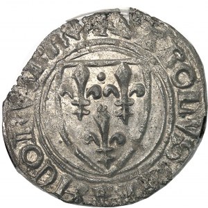 Charles VI (1380-1422). Blanc dit Guénar, 6e émission ND (1417), Villeneuve-lès-Avignon.
