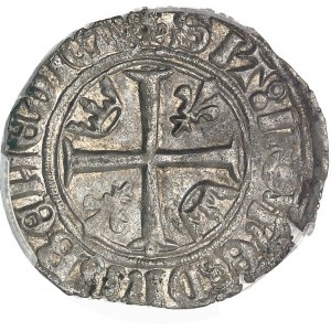 Karl VI. (1380-1422). Blanc dit Guénar, 6. Ausgabe ND (1417), Villeneuve-lès-Avignon.