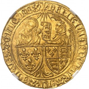 Henry VI of England (1422-1453). Salut d'or 2nd issue ND (1422), lily, Saint-Lô.