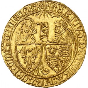 Enrico VI d'Inghilterra (1422-1453). Saluto d'oro 2a emissione ND (1422), giglio, Saint-Lô.