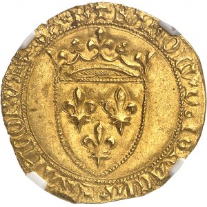 Charles (VII), dauphin et régent, au nom de Charles VI (1418-1422). Écu d’or, 2e type, 1ère émission ND (janvier à juillet 1421), B, Bourges.