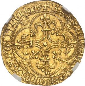 Charles (VII), Dauphin und Regent, im Namen von Charles VI (1418-1422). Goldtaler, 2. Typ, 1. Ausgabe ND (Januar bis Juli 1421), B, Bourges.