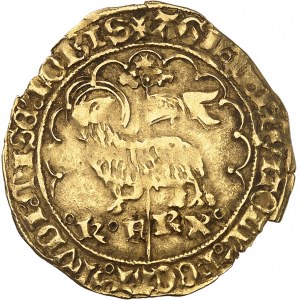 Karel VII (1422-1461). Agnel d'or, 3. emise s křížem ND (1427), Montpellier.