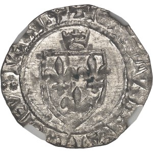 Karl VII (1422-1461). Weiß mit Krone ND (1423), L, Loches.