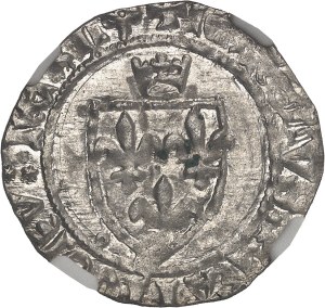 Karl VII (1422-1461). Weiß mit Krone ND (1423), L, Loches.