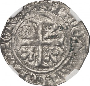 Karol VII (1422-1461). Biela s korunou ND (1423), L, Loches.