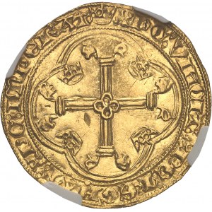 Karol VII (1422-1461). Złota tarcza z koroną 3. typu lub nowa tarcza, 2. emisja ND (12 sierpnia 1445), Tournai.