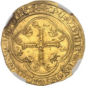 Karel VII (1422-1461). Zlatý štít s korunou 3. typ, neboli nový štít, 2. emise ND (12. srpna 1445), Tournai.