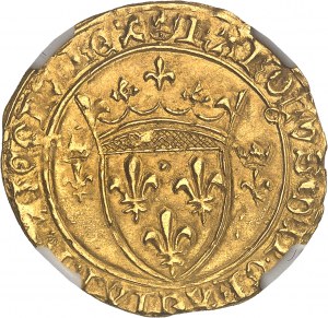 Carlo VII (1422-1461). Scudo d'oro con corona 3° tipo, 5° emissione ND (1448), Tolosa.