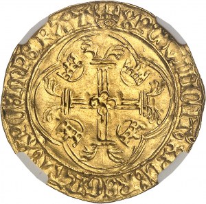 Charles VII (1422-1461). Écu d’or à la couronne 3e type, ou écu neuf, 6e émission ND (1450-1461), Saint-Lô.