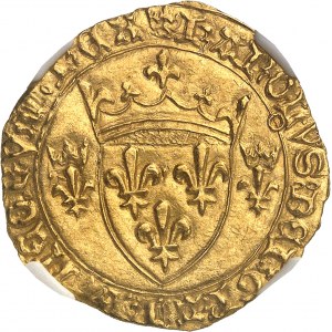 Karol VII (1422-1461). Écu d'or à la couronne 3e type, czyli nowy ecu, 6. emisja ND (1450-1461), Tuluza.