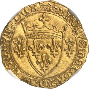 Carlo VII (1422-1461). Écu d'or à la couronne 3e type, o nuovo ecu, 6a emissione ND (1450-1461), Tolosa.