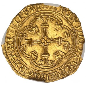 Carlo VII (1422-1461). Écu d'or à la couronne 3e type, o nuovo ecu, 6a emissione ND (1450-1461), Tolosa.